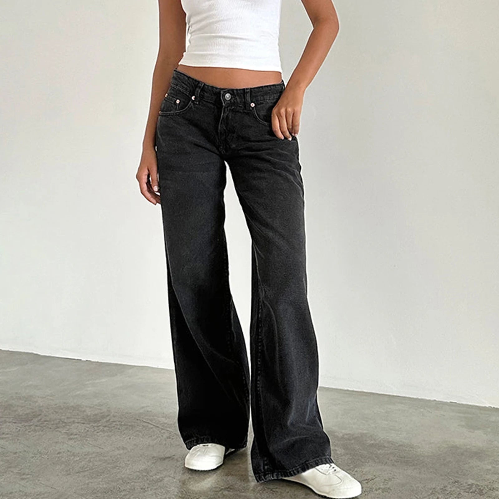 Jeans Baggy Femme Tendance - Pantalon Dénim Style Boyfriend avec Poches - Mode Urbaine