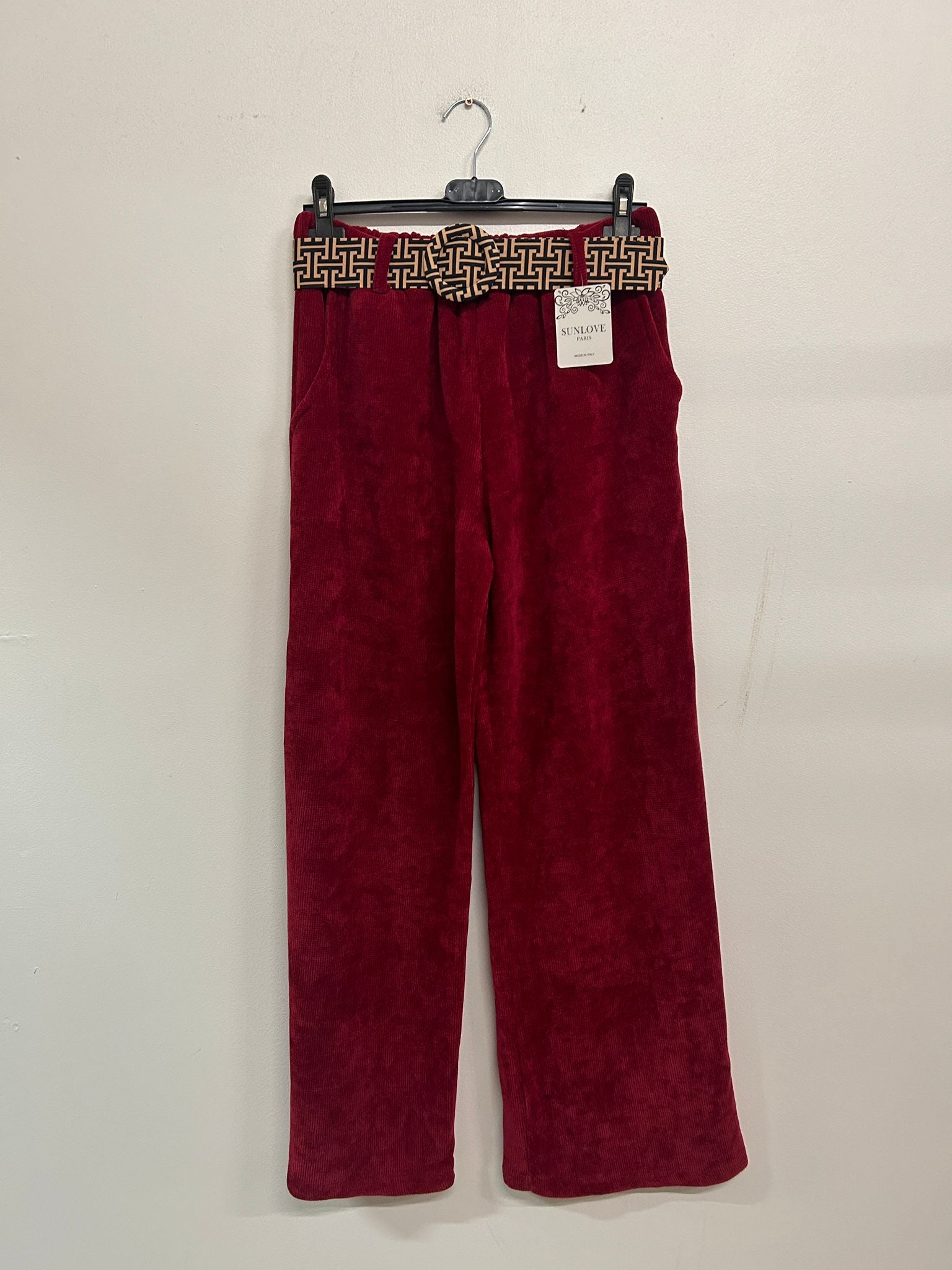 Pantalon en velours doux avec ceinture - Taille unique