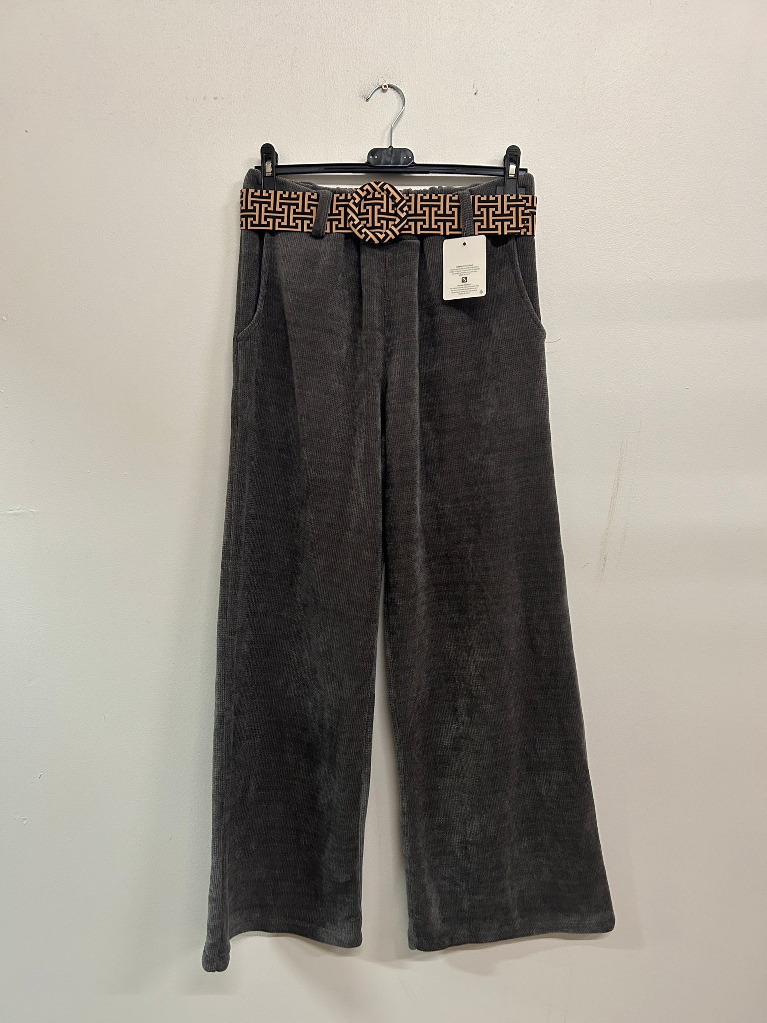 Pantalon en velours doux avec ceinture - Taille unique